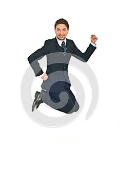 Successful business man jumping