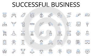 Successful business line icons collection. Dialogue, Talk, Exchange, Discussion, Discourse, Banter, Chat vector and photo