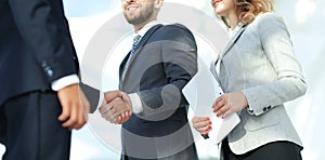 Successful business people handshake greeting deal concept