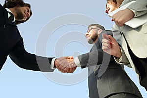 Successful business people handshake greeting deal concept