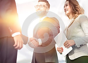 Successful business people handshake greeting deal concept