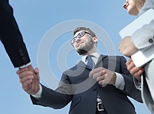 Successful business people handshake greeting deal concept