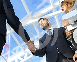 Successful business people handshake greeting deal concept