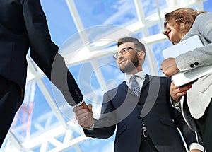 Successful business people handshake greeting deal concept