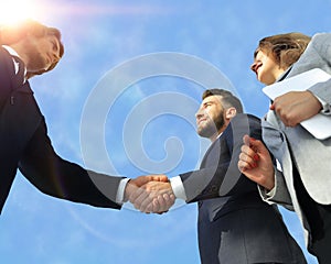 Successful business people handshake greeting deal concept