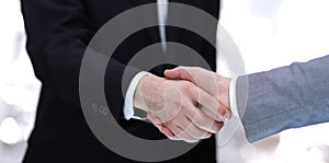 Successful business people handshaking closing a deal