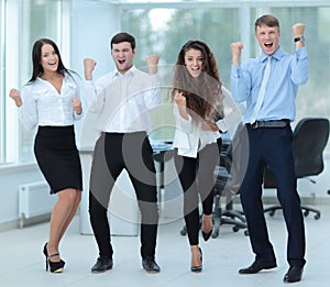 Successful business people looking happy and confident