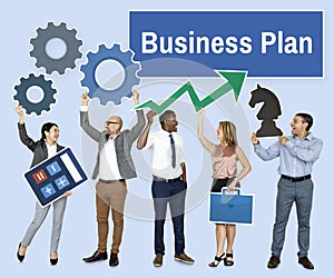 Successful business people with strategic plans