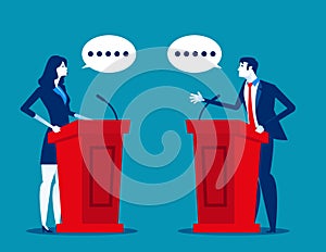 Successful. Business person a speaking at podium. Concept business vector illustration