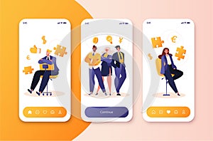 Successful business team, concept for mobile app templates.