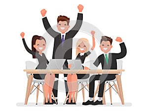 Successful business team led by a leader. Vector illustration