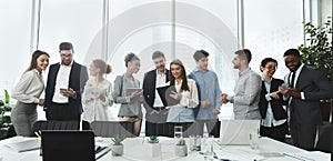 Successful business team talking in conference room