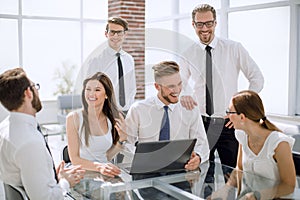 Successful business team works in a modern office