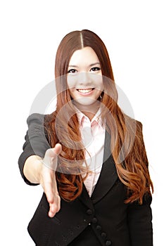 Successful business woman hand to greet