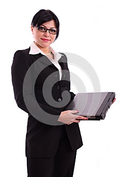 Successful business woman with laptop