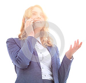 Successful business woman talking on the phone.