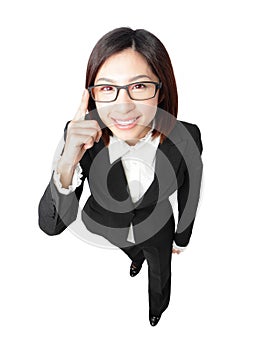 Successful business woman touch eye eyeglasses