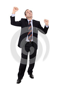 Successful businessman with arms up