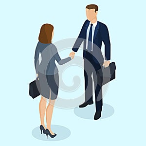 Successful businessman and businesswoman handshaking