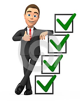 Successful businessman with checkmarks