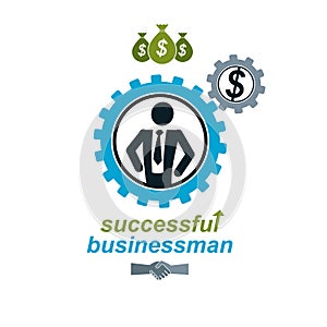 Successful Businessman creative logo, vector conceptual symbol i