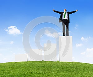 Successful Businessman Growth Graph Development Concept