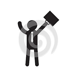 successful businessman holding a briefcase. Vector illustration decorative design