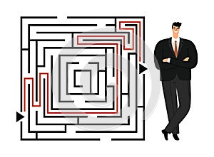 Successful businessman labyrinth