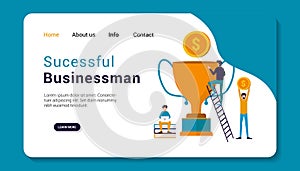 successful businessman landing page template graphic design illustration