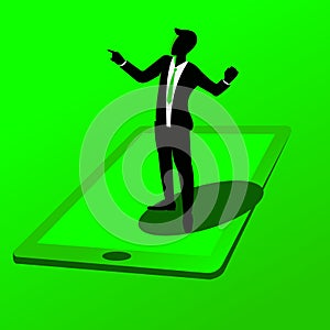 successful businessman people stand on tablets