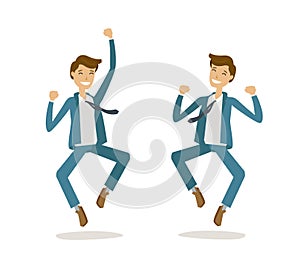 Successful businessman or student. Luck, success, happy concept. Cartoon vector illustration photo