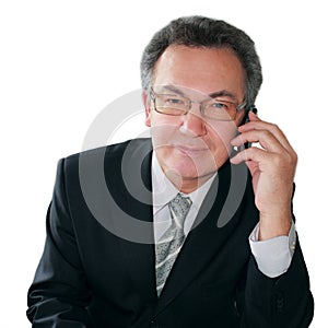 Successful businessman talking on handphone