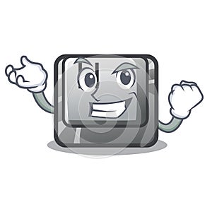 Successful button H in the shape cartoon