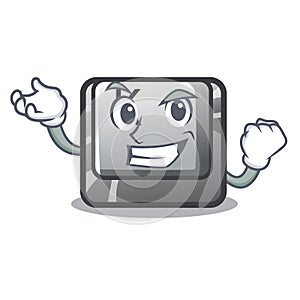 Successful button K in the cartoon shape