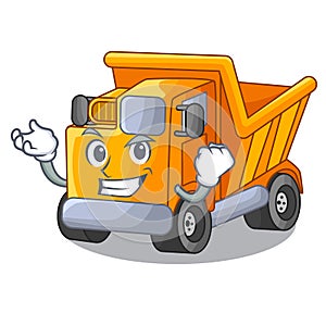 Successful cartoon truck transportation on the road