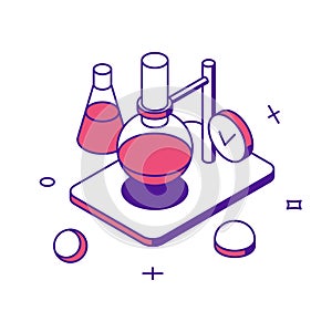 Successful chemistry laboratory science researching experimentation flask 3d icon isometric vector