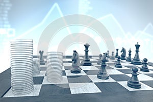 Successful chess tactics to achieve business target on a blue in