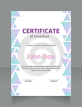 Successful completion of project certificate design template