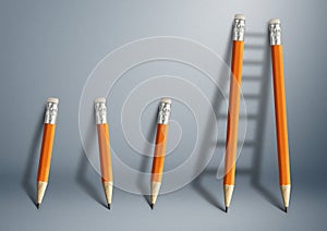 Successful effort and challenge in business concept, pencil stairs with copy space