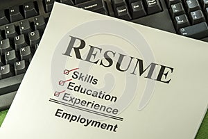 Successful Employment Concept With Resume Checklist photo