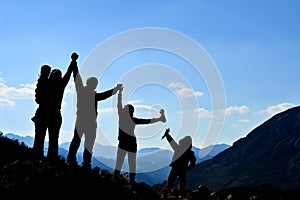 Successful family group in nature