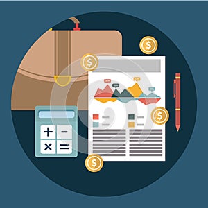 Successful financial business plan report and accounting concept vector illustration