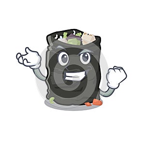 Successful garbage bag in the cartoon shape