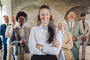 Successful group of business people at modern office