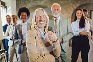 Successful group of business people at modern office