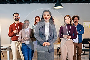 Successful group of business people at modern office