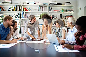 Successful group of business people at work in office