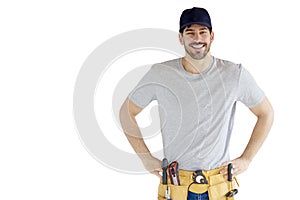 Successful handyman with toothy smile