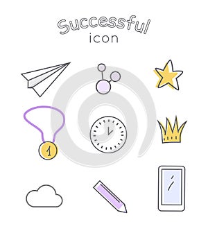 Successful Icons Set. Indispensable Things photo