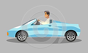 Successful Man in Convertible Sports Car Clipart